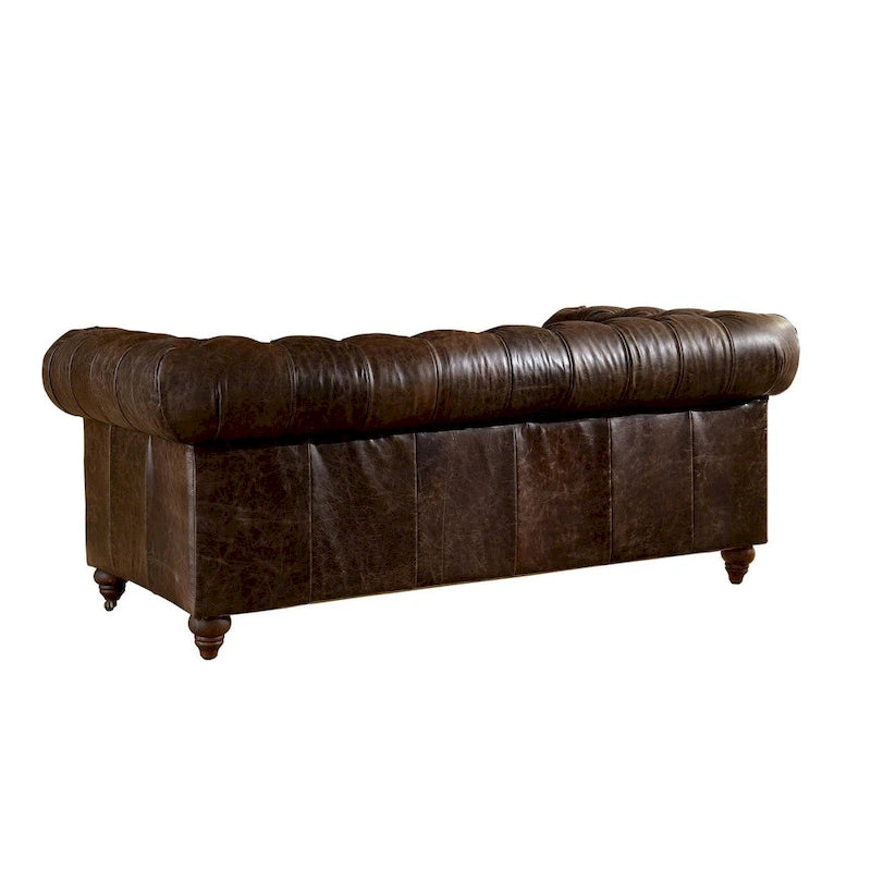 Chesterfield Love Seat - Light Chestnut Leather