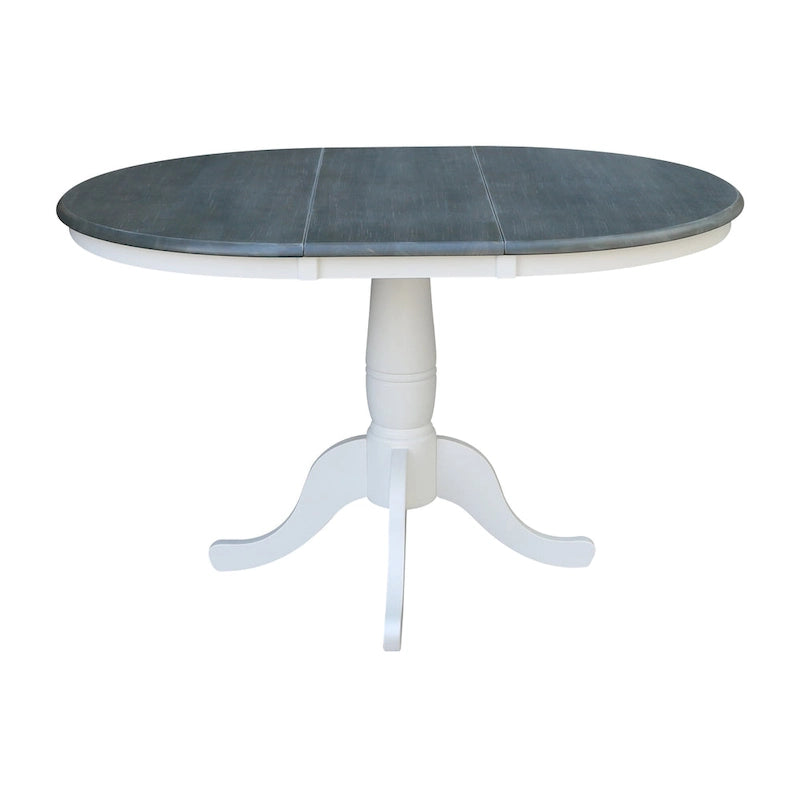 36" Round Top Pedestal Extension Dining Table with 12" Leaf and 4 Chairs