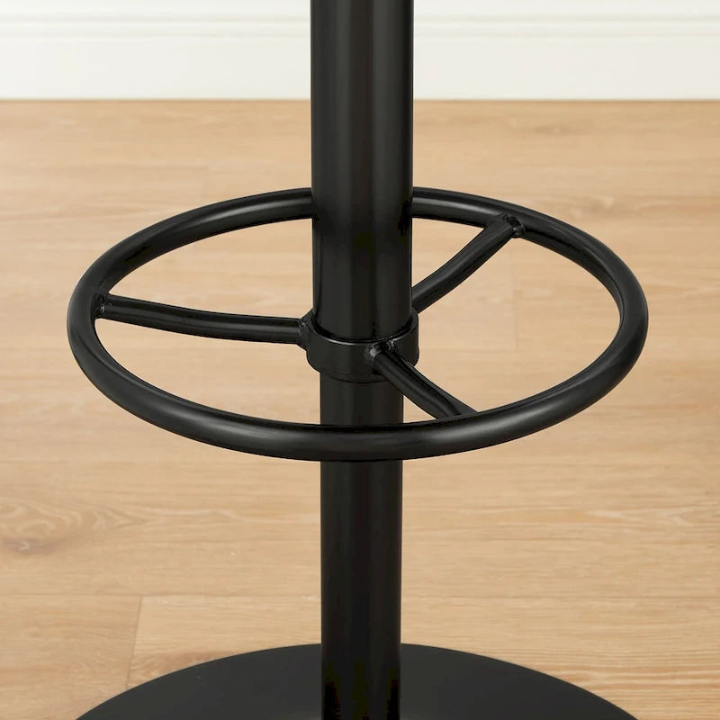 Genuine Leather Swivel Bar Stool with Adjustable Height