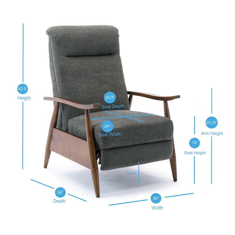 Wood Arm Push Back Recliner