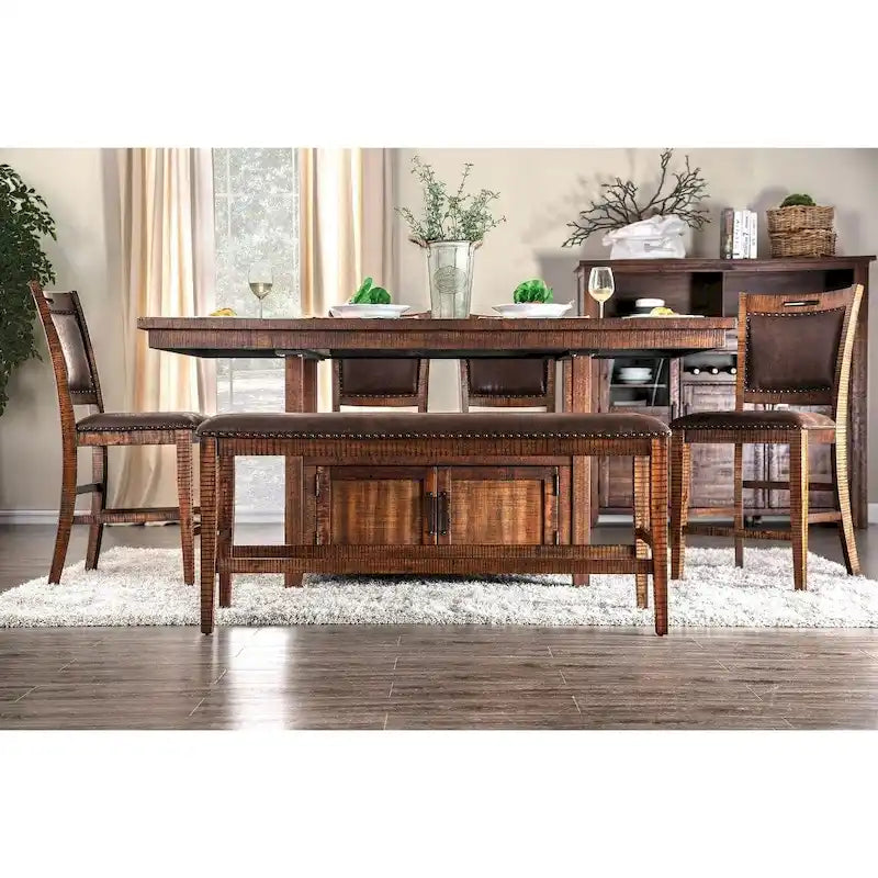 Rustic 75-inch Walnut Counter Height Table