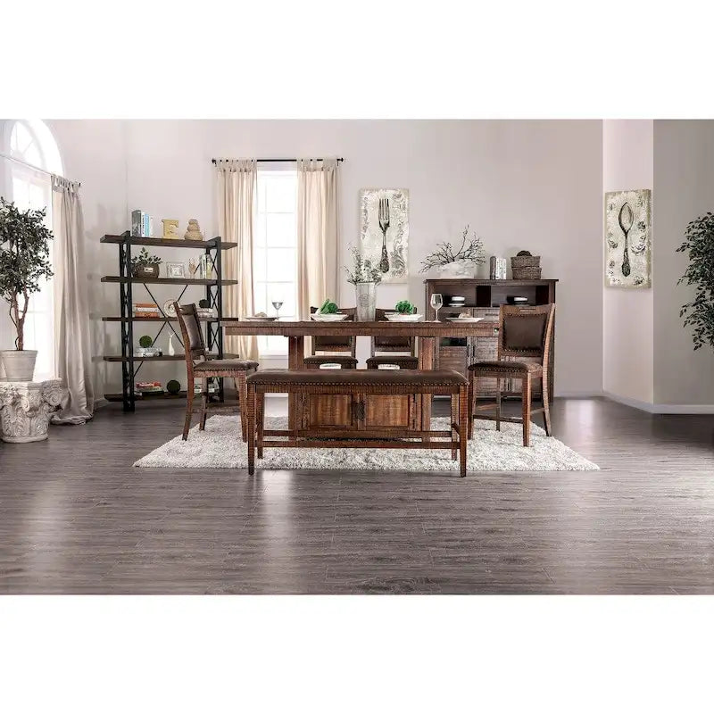 Rustic 75-inch Walnut Counter Height Table