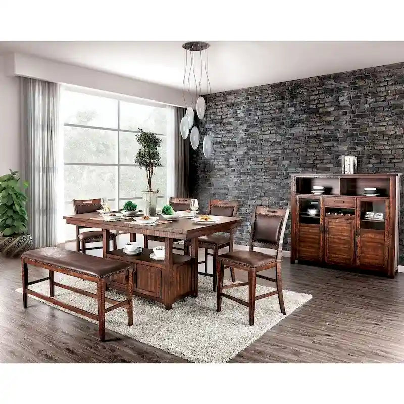 Rustic 75-inch Walnut Counter Height Table