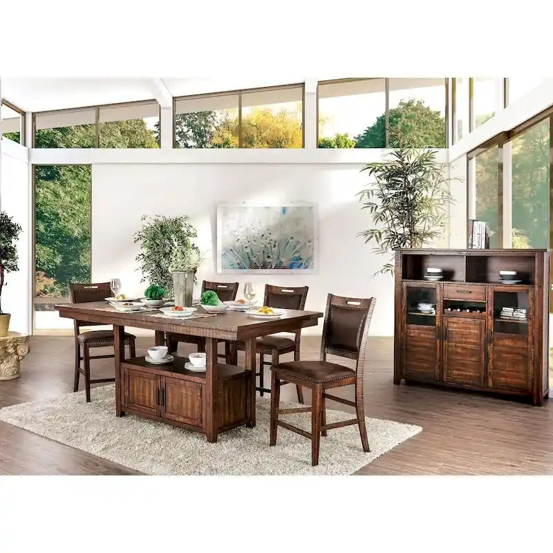 Rustic 75-inch Walnut Counter Height Table