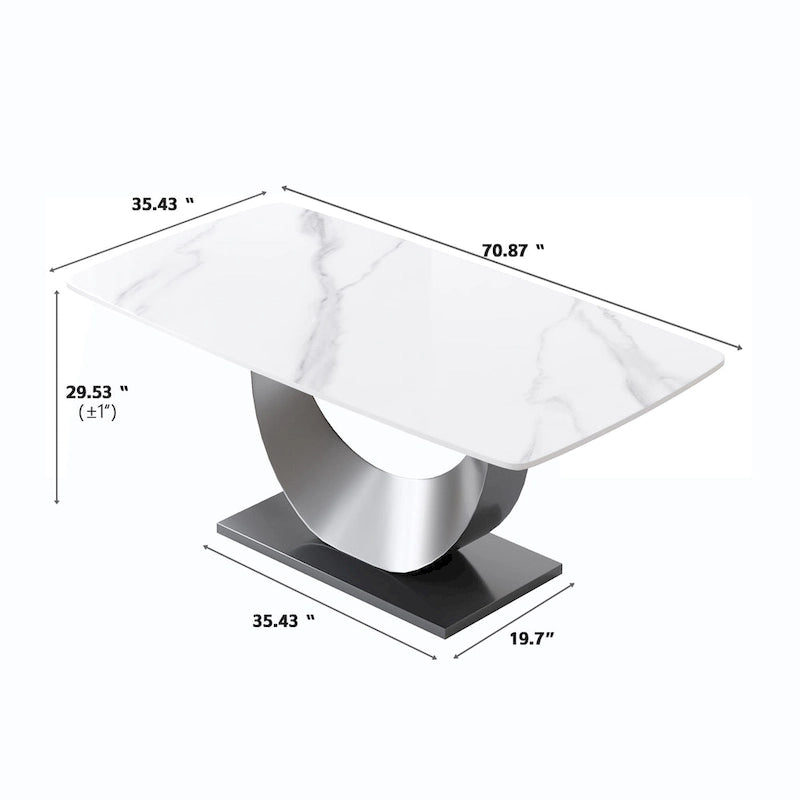 71" Modern Rectangular Sintered Stone Dining Table