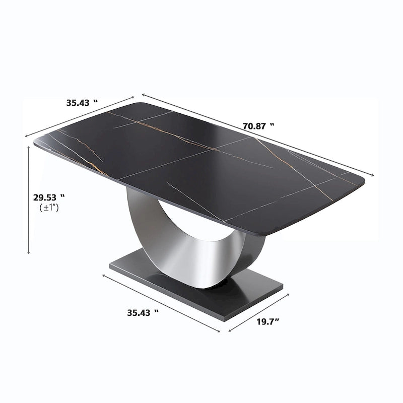 71" Modern Rectangular Sintered Stone Dining Table