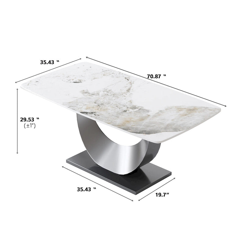 71" Modern Rectangular Sintered Stone Dining Table