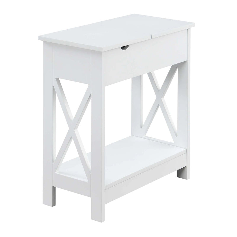Flip Top End Table with Charging Station and Shelf