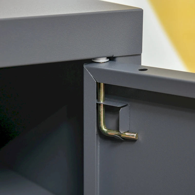 Industrial End Table, Living Room Side Table with Locker-Style Door and Adjustable Shelf - 15.75x15.75x19.75