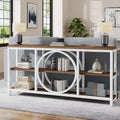 70.9" Extra Long Console Table with 3-Tier Wood Storage Shelves