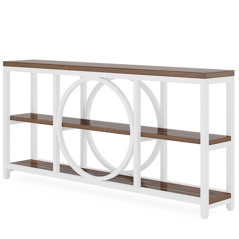70.9" Extra Long Console Table with 3-Tier Wood Storage Shelves