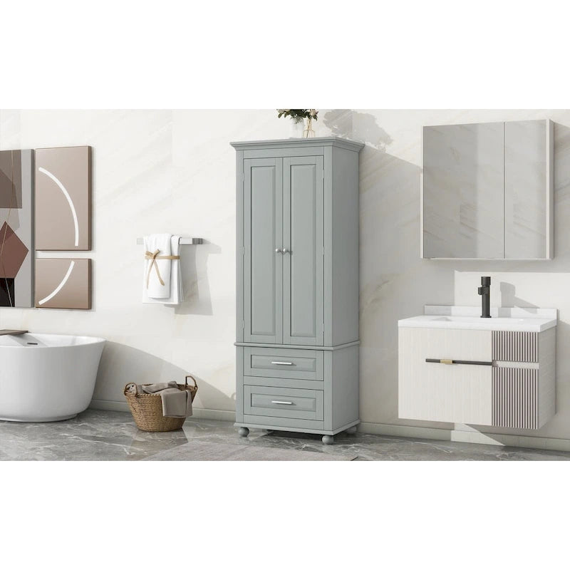 Tall Storage Cabinet with Two Drawers for Bathroom/Office