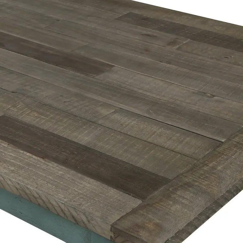 Blue and Brown Two-Tone Finish Wood Dining Table