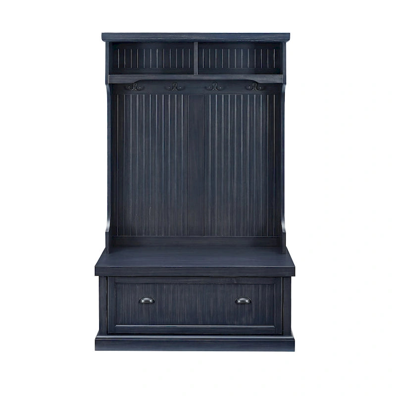 Hall Tree In Distressed Navy Finish