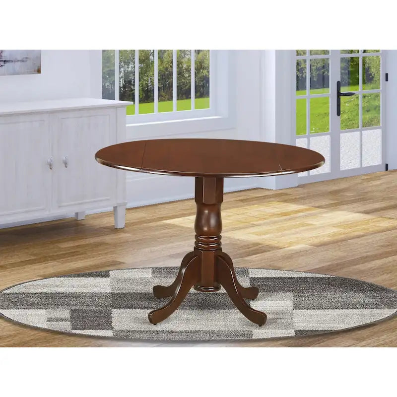 Round Pedestal Dining Table with Dropleaf & Finish Options