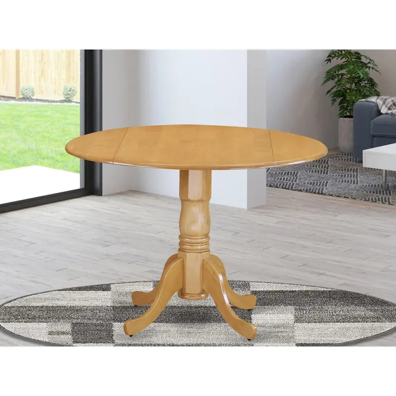 Round Pedestal Dining Table with Dropleaf & Finish Options