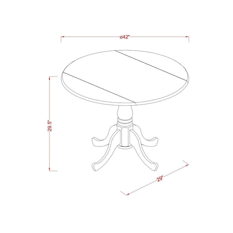 Round Pedestal Dining Table with Dropleaf & Finish Options