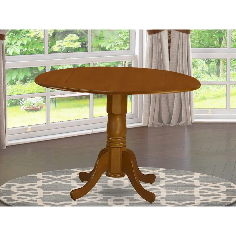 Round Pedestal Dining Table with Dropleaf & Finish Options