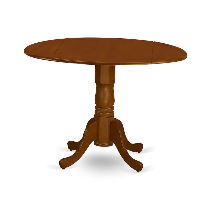Round Pedestal Dining Table with Dropleaf & Finish Options