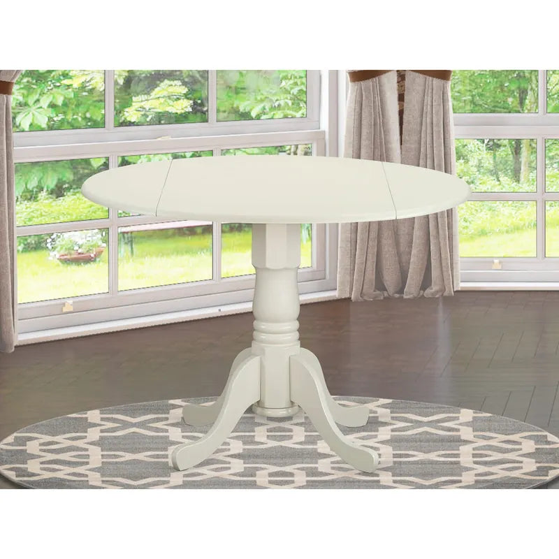 Round Pedestal Dining Table with Dropleaf & Finish Options