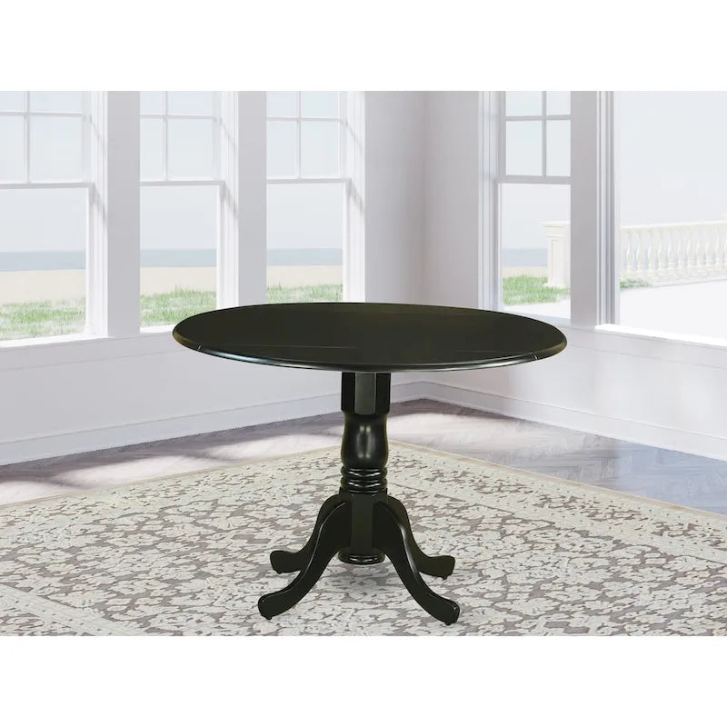 Round Pedestal Dining Table with Dropleaf & Finish Options