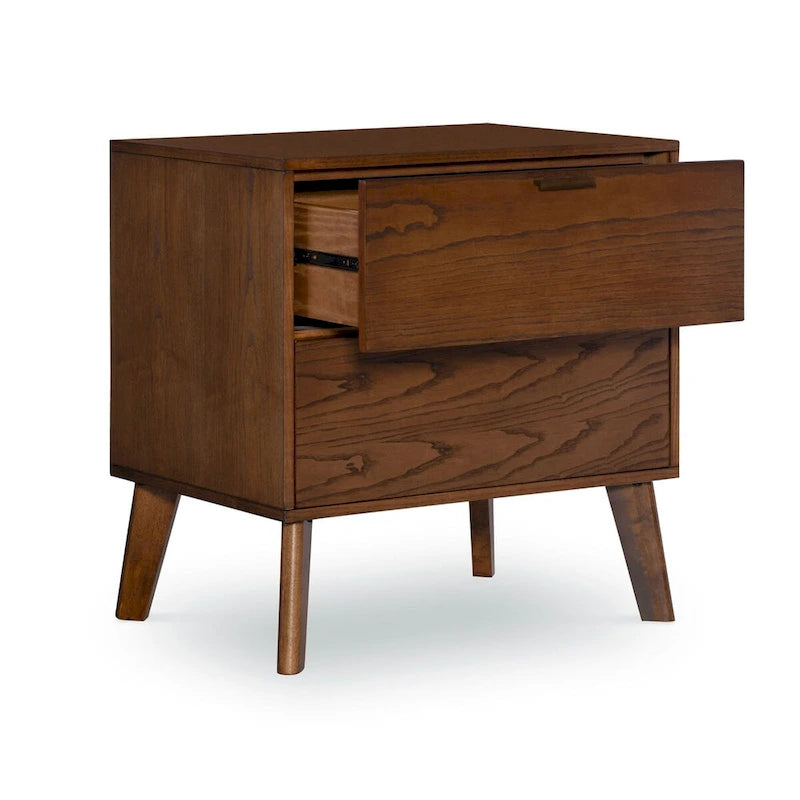 Two Drawer Nightstand with Bronze Pulls