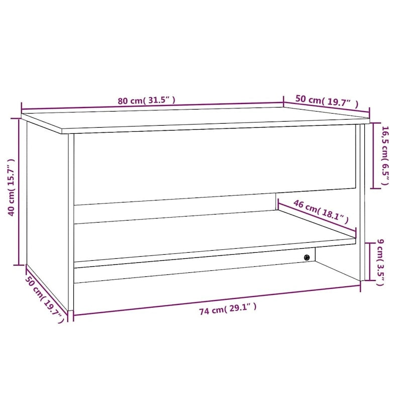 Coffee Table with Lift Top – Engineered Wood, 31.5 x 19.7 x 16.7"