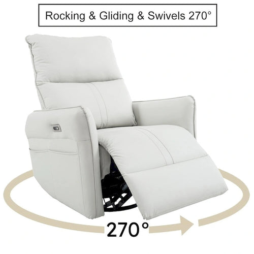 270° Power Swivel Rocker Recliner Chair with USB Ports