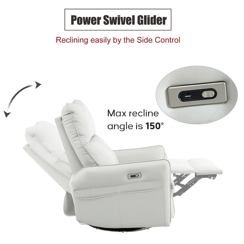 270° Power Swivel Rocker Recliner Chair with USB Ports