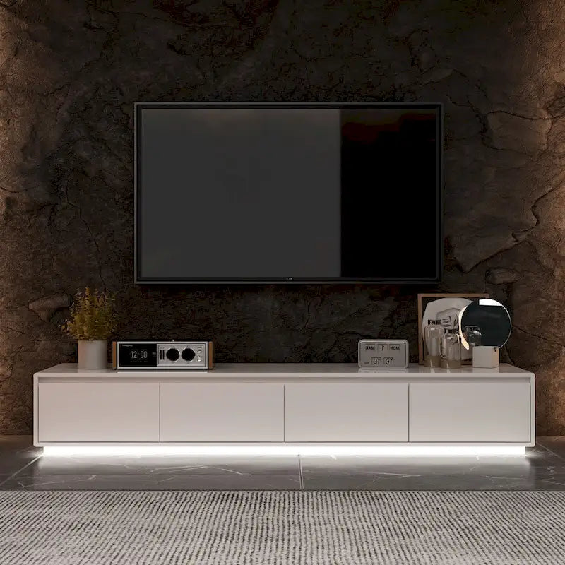 High Gloss White TV Stand with LED Lighting
