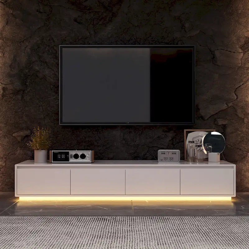 High Gloss White TV Stand with LED Lighting