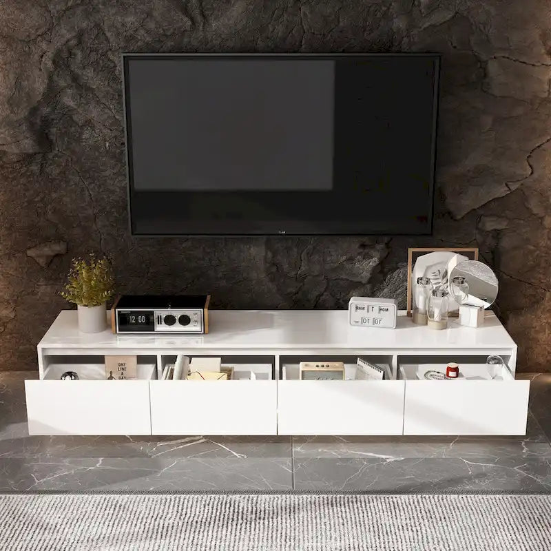 High Gloss White TV Stand with LED Lighting