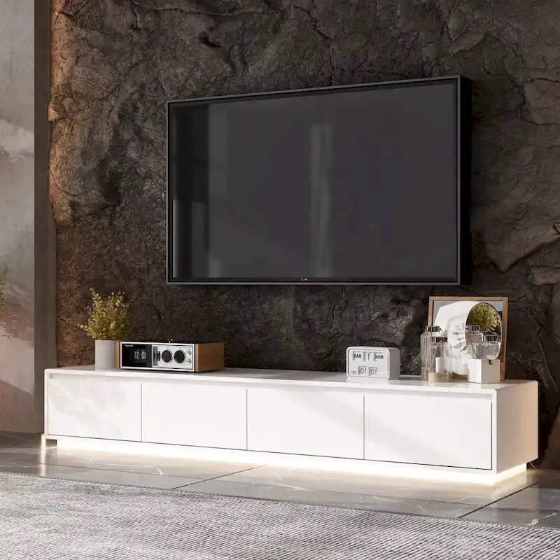 High Gloss White TV Stand with LED Lighting