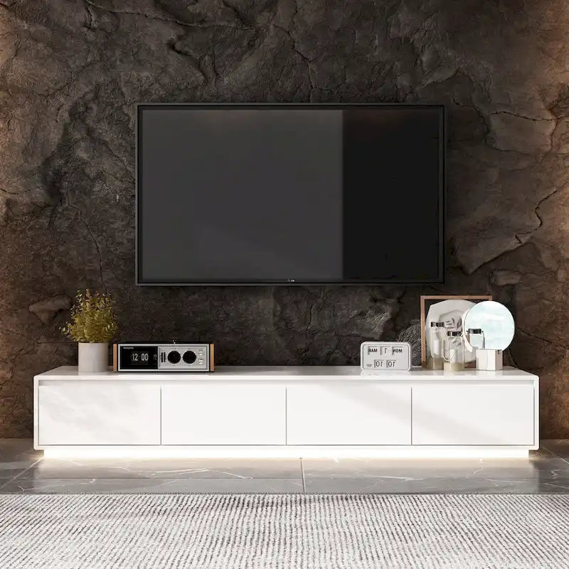 High Gloss White TV Stand with LED Lighting