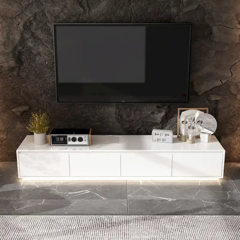 High Gloss White TV Stand with LED Lighting