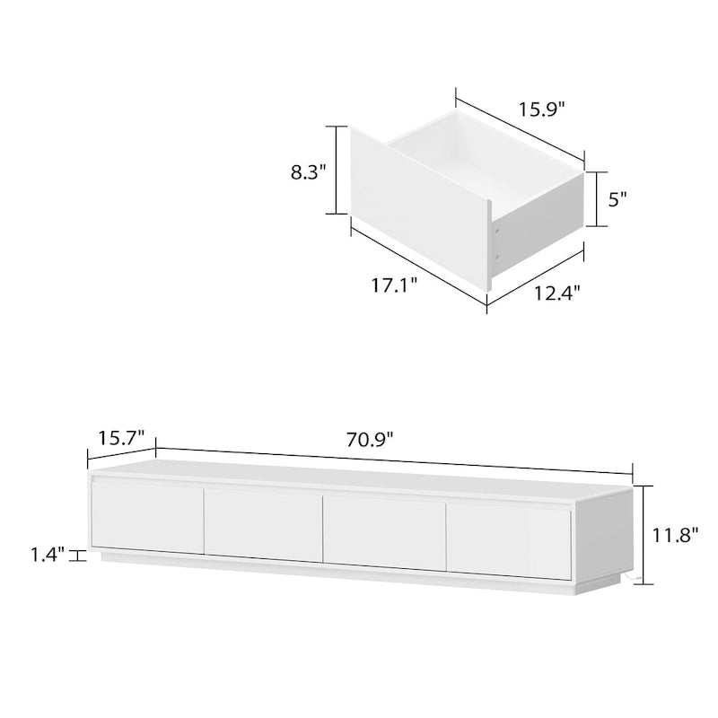 High Gloss White TV Stand with LED Lighting
