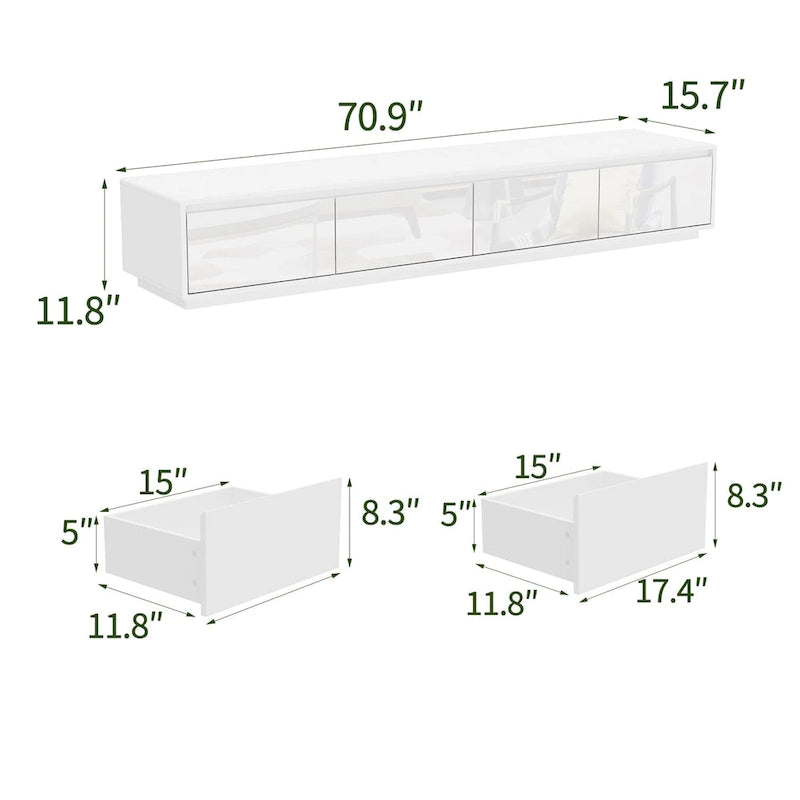 High Gloss White TV Stand with LED Lighting