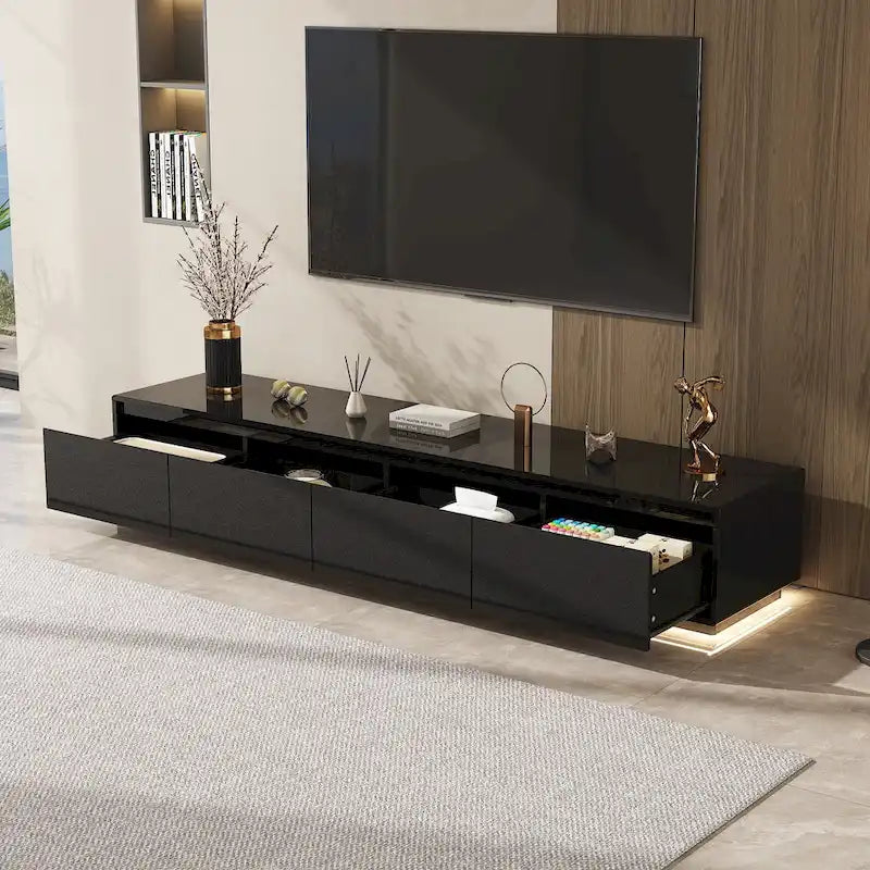 High Gloss White TV Stand with LED Lighting