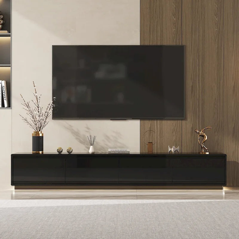 High Gloss White TV Stand with LED Lighting