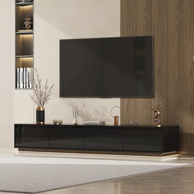 High Gloss White TV Stand with LED Lighting