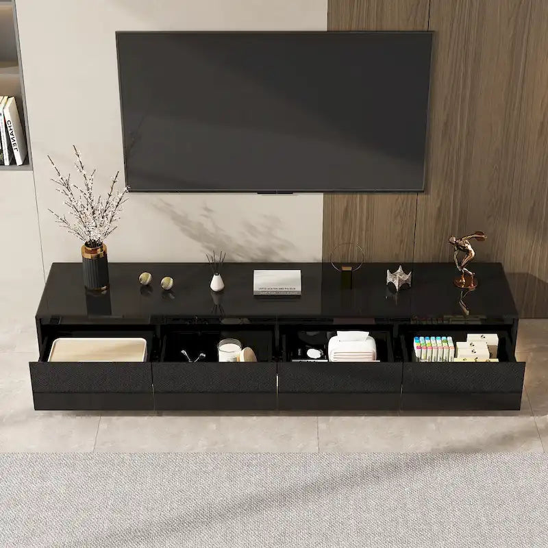 High Gloss White TV Stand with LED Lighting
