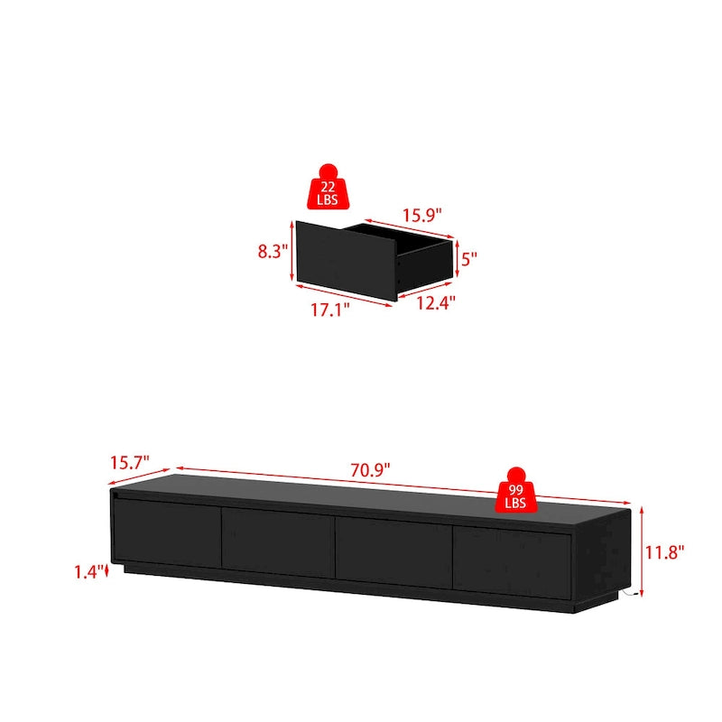 High Gloss White TV Stand with LED Lighting
