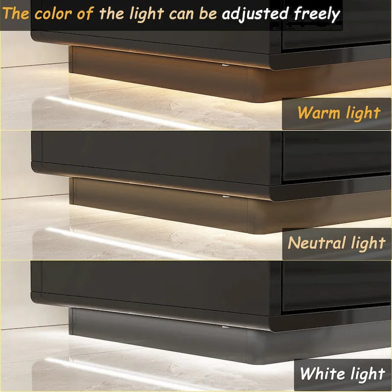 High Gloss White TV Stand with LED Lighting