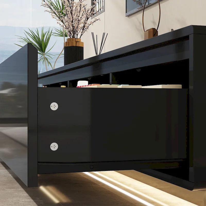 High Gloss White TV Stand with LED Lighting