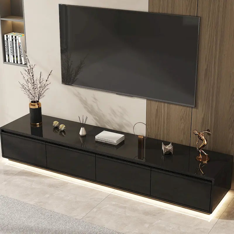 High Gloss White TV Stand with LED Lighting