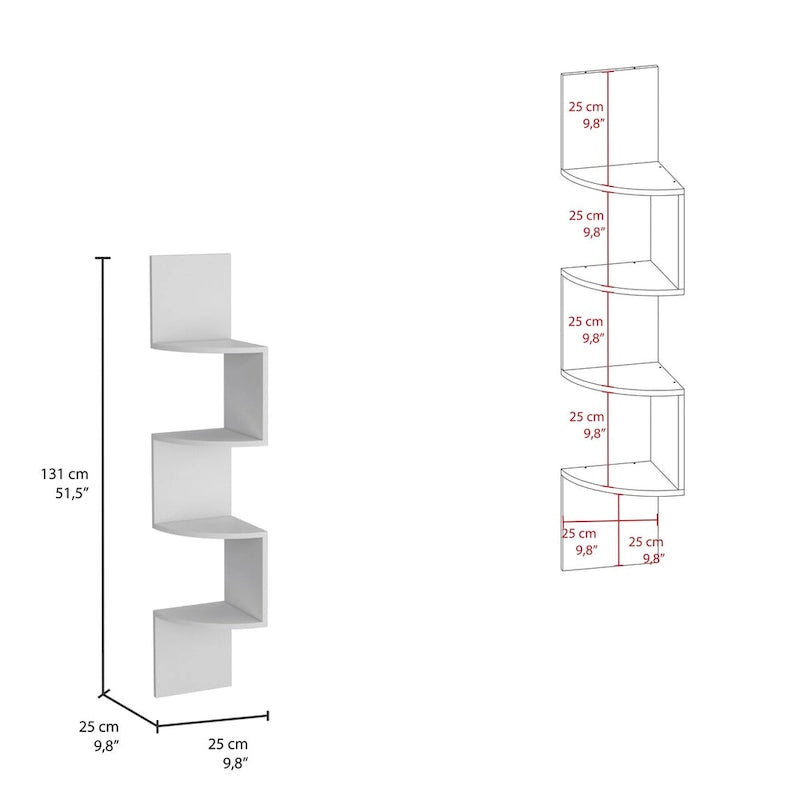 Corner Shelf with Full-Wall Design and Multiple Shelving