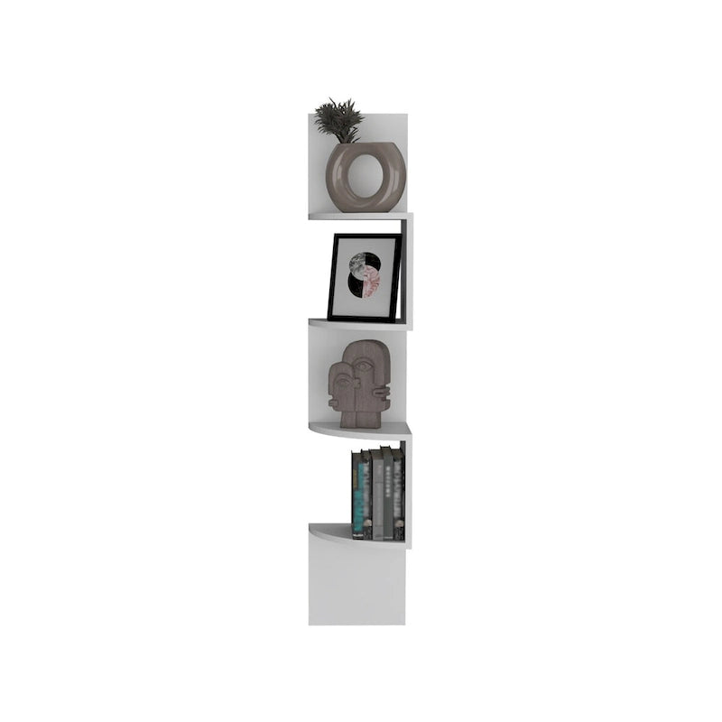 Corner Shelf with Full-Wall Design and Multiple Shelving