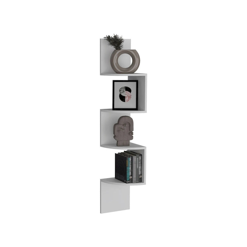 Corner Shelf with Full-Wall Design and Multiple Shelving