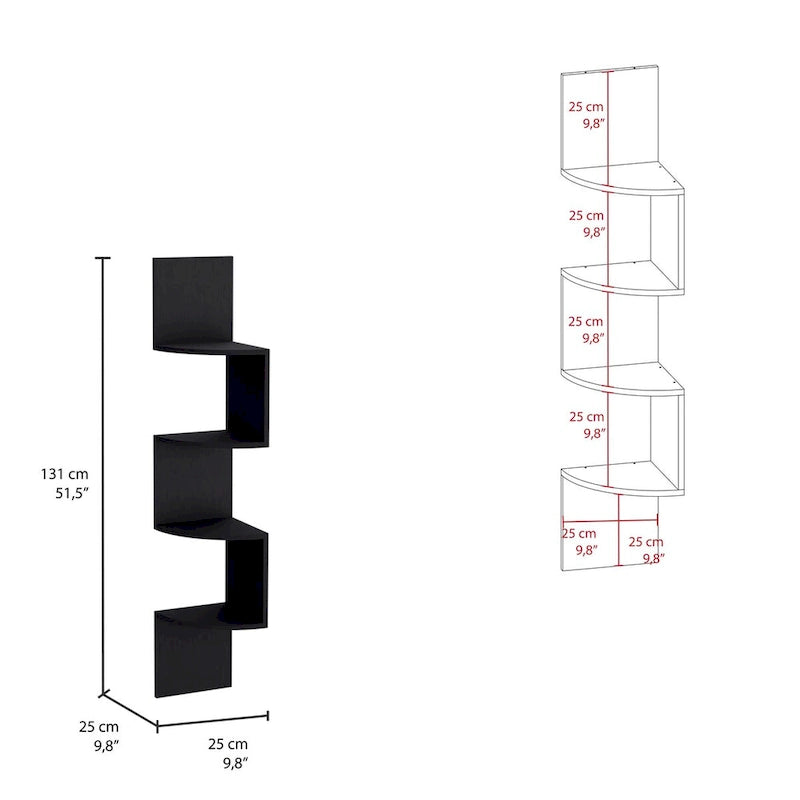 Corner Shelf with Full-Wall Design and Multiple Shelving