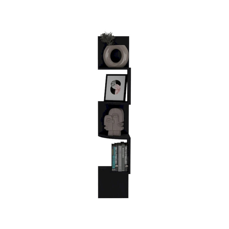 Corner Shelf with Full-Wall Design and Multiple Shelving
